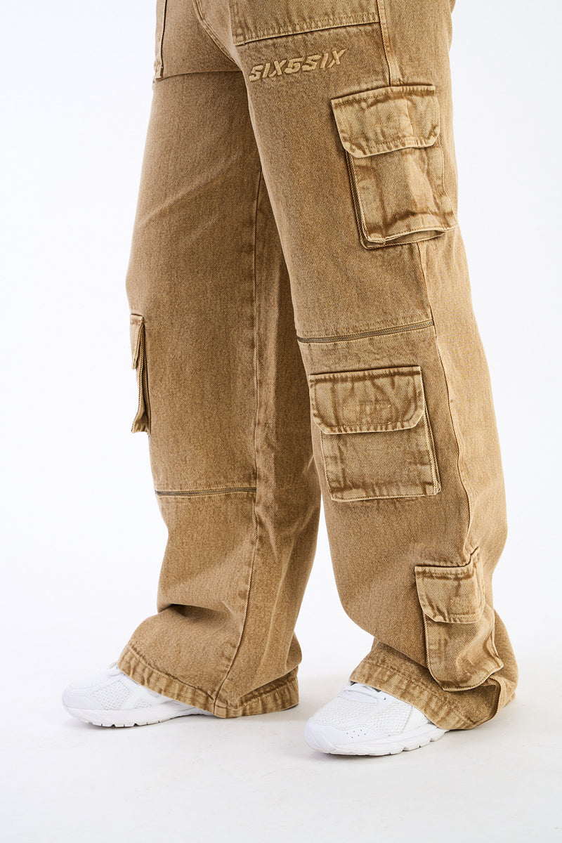 デニム・ジーパン NOT4NERD Nylon Utility Zipper Cargo Pants Brown Khaki PT027 낫포너드(NOT4NERD) Nylon Utility Zipper Cargo Pants - Brown