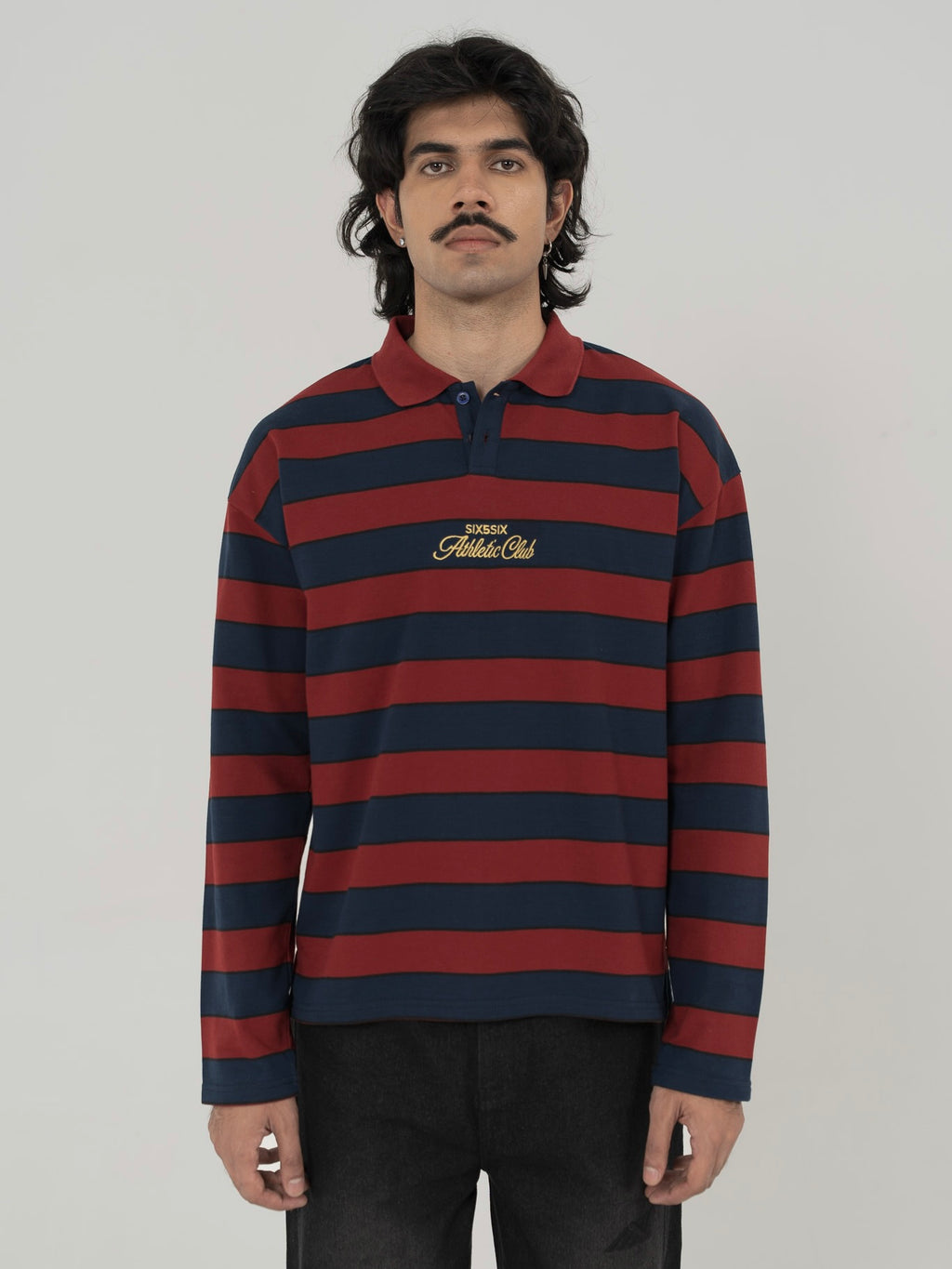 CLASSIC STRIPED POLO IN RED/NAVY