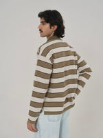 CLASSIC STRIPED POLO IN GREEN/GREY