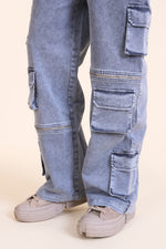 Aquamarine Denim Cargos-UNISEX