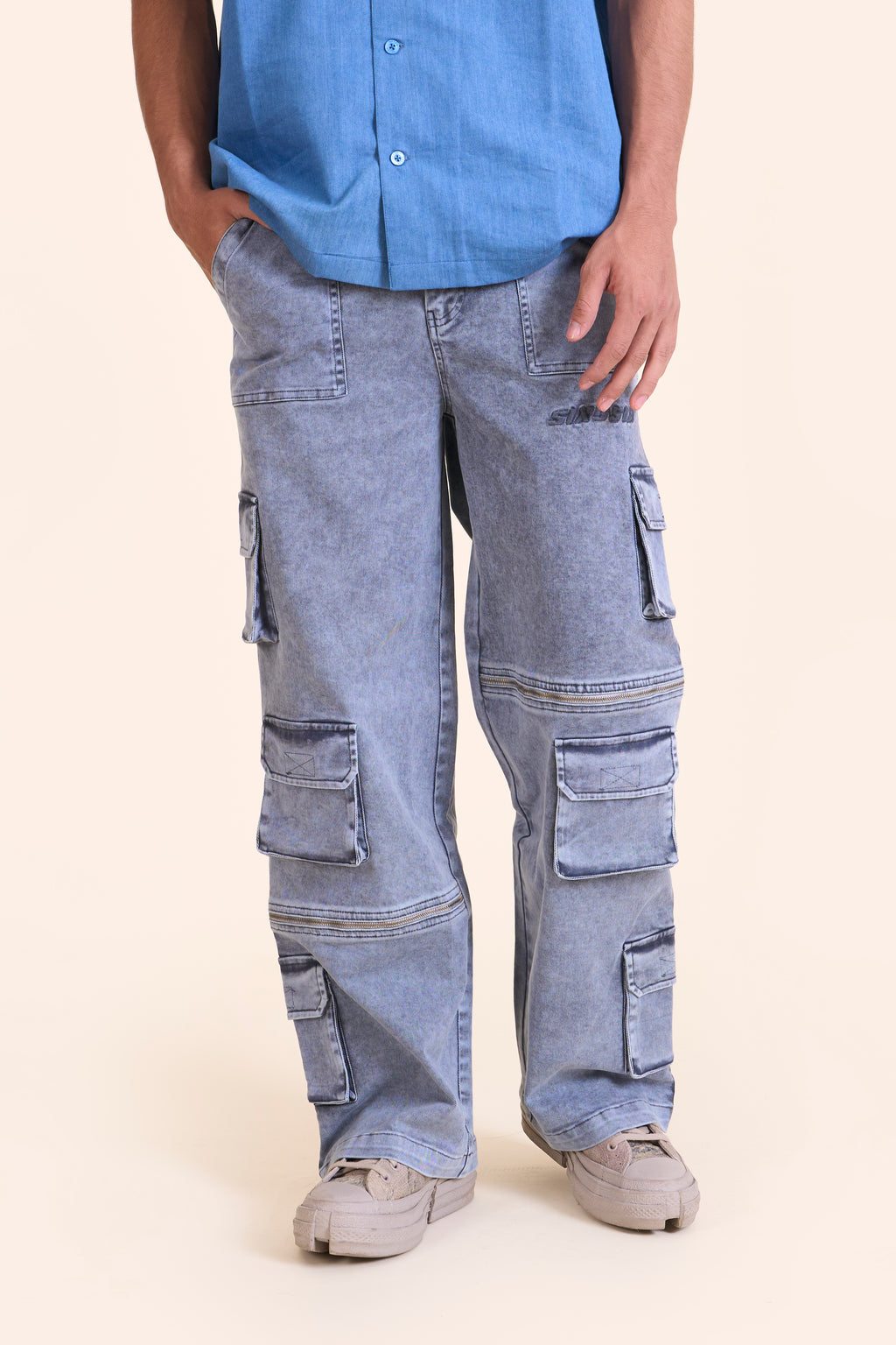 Aquamarine Denim Cargos-UNISEX
