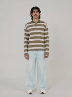 CLASSIC STRIPED POLO IN GREEN/GREY