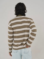 CLASSIC STRIPED POLO IN GREEN/GREY