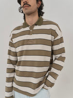 CLASSIC STRIPED POLO IN GREEN/GREY