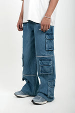 PETROL DENIM CARGOS